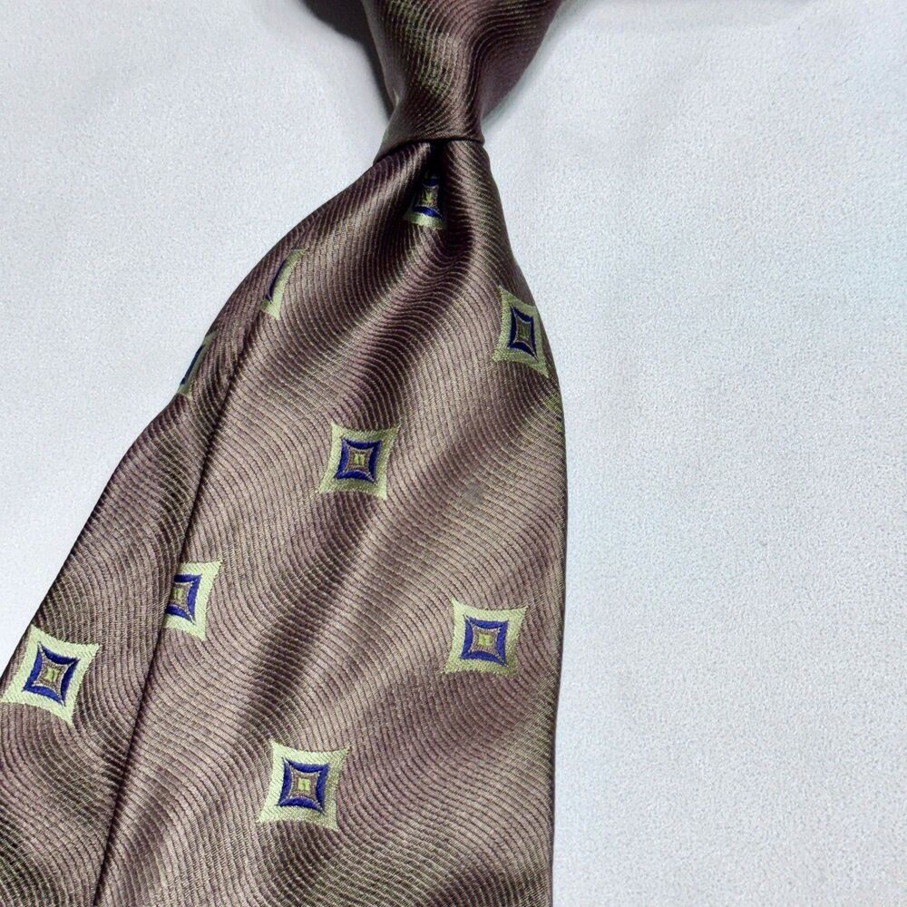 GIORGIO ARMANI Cravatte Italy Mauve Purple Geometric Necktie TIE 56"L x 3.75"W